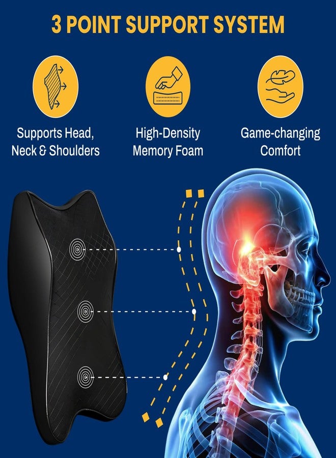 AGFP Car Seat Headrest Neck Rest Cushion | Car Neck Rest Pillow for Neck & Cervical Support Memory Foam Neck Pillow with Washable Cover Ergonomic Neck Pain Relief for Driver Front & Back Office Chair - Image 3